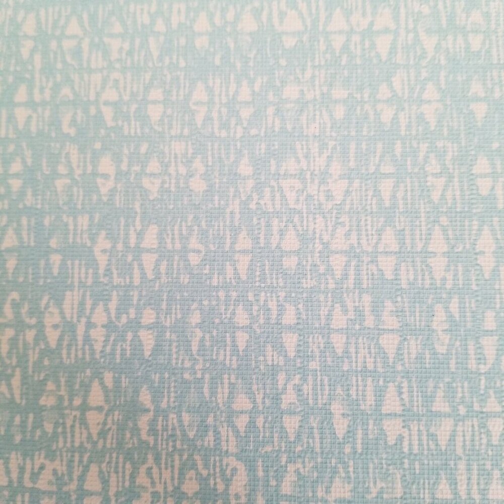 Vintage Wallpaper Sample Sheet Blue Geometric Pattern Craft Supply Dollhouse